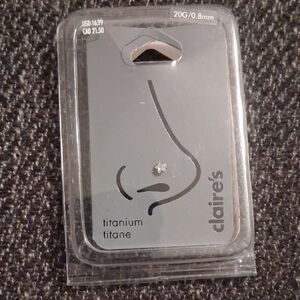 Claire's Titanium Nose Stud with Clear Gem